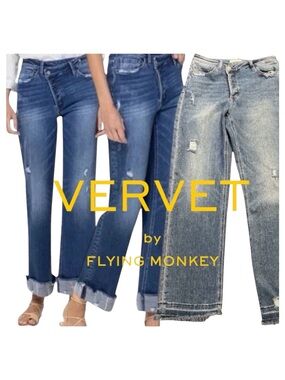 Vervet High-Rise 90's Criss Cross Dad Raw Hem Distressed Jeans (28x30)